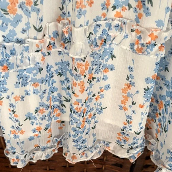 SHEIN White Mini Dress with Blue & Peach Floral Print - Picture 5 of 7